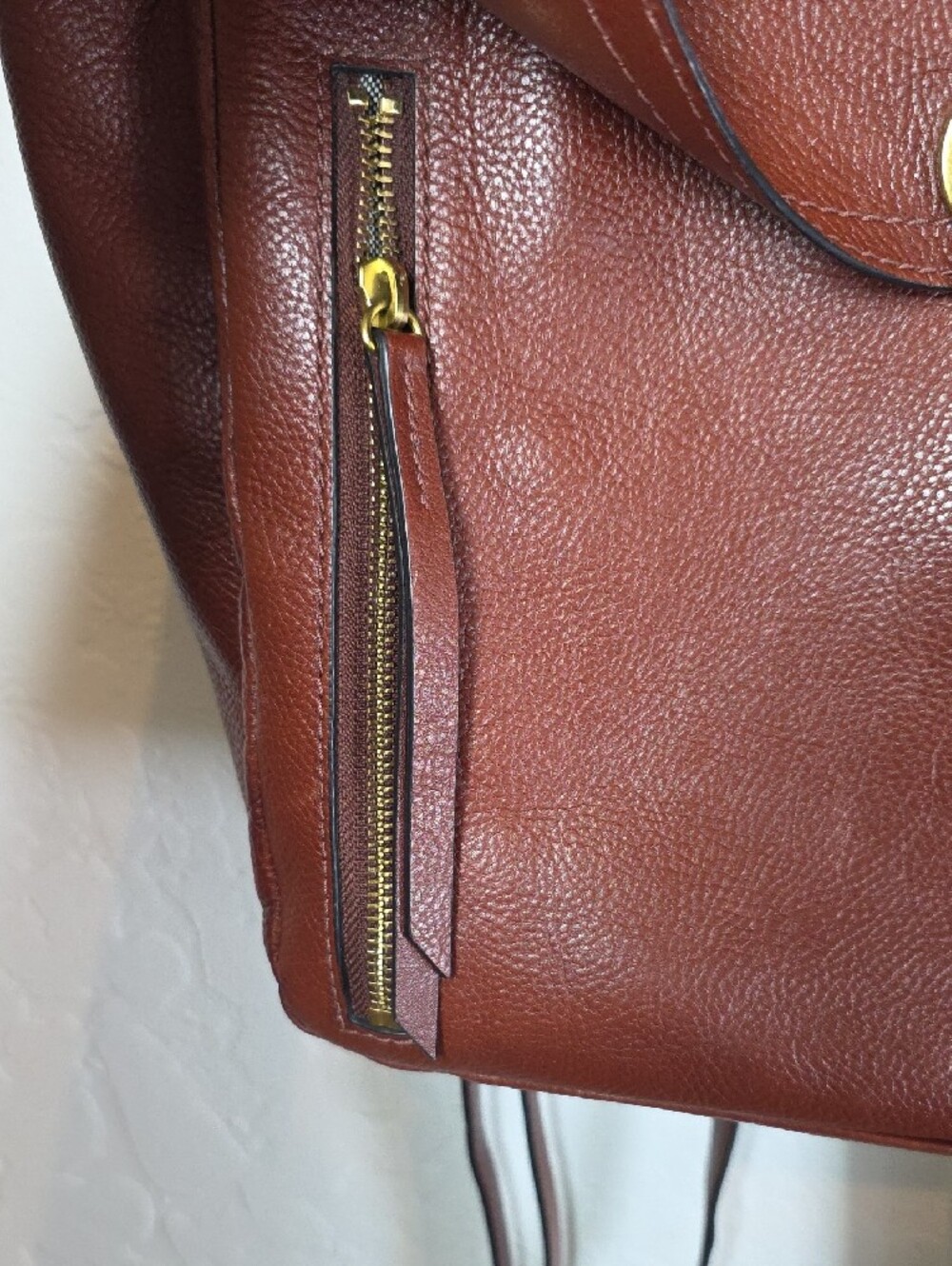 Fossil Amelia Brown Pebbled Leather Convertible Backpack Top Handle Bag Gold Key - Picture 5 of 16